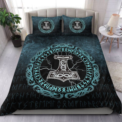 Ligerking Bedding Set - Mjolnir Hammer of Thor Runes Bedding Set A7