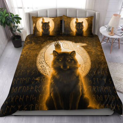 Ligerking Bedding Set - Fenrir Viking Wolf - Gold Version Bedding Set A7