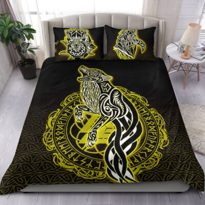 Ligerking Bedding Set -Wolf Viking Gold Bedding Set A95