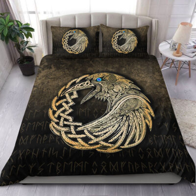 Ligerking Bedding Set - Vikings Raven - Gold Version Bedding Set A7
