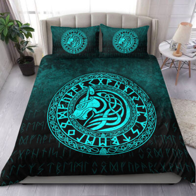 Ligerking Bedding Set - Viking Wolf - Cyan Version Bedding Set A7