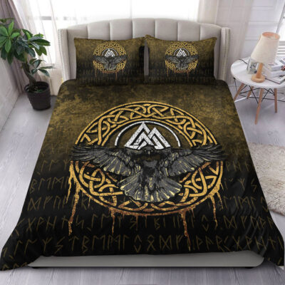 Ligerking Bedding Set - Valhalla Norse Mythology Raven Black Crow Viking Bedding Set A7