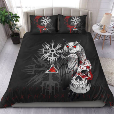 Ligerking Bedding Set - Viking Owl Skull Blood Style Bedding Set A94