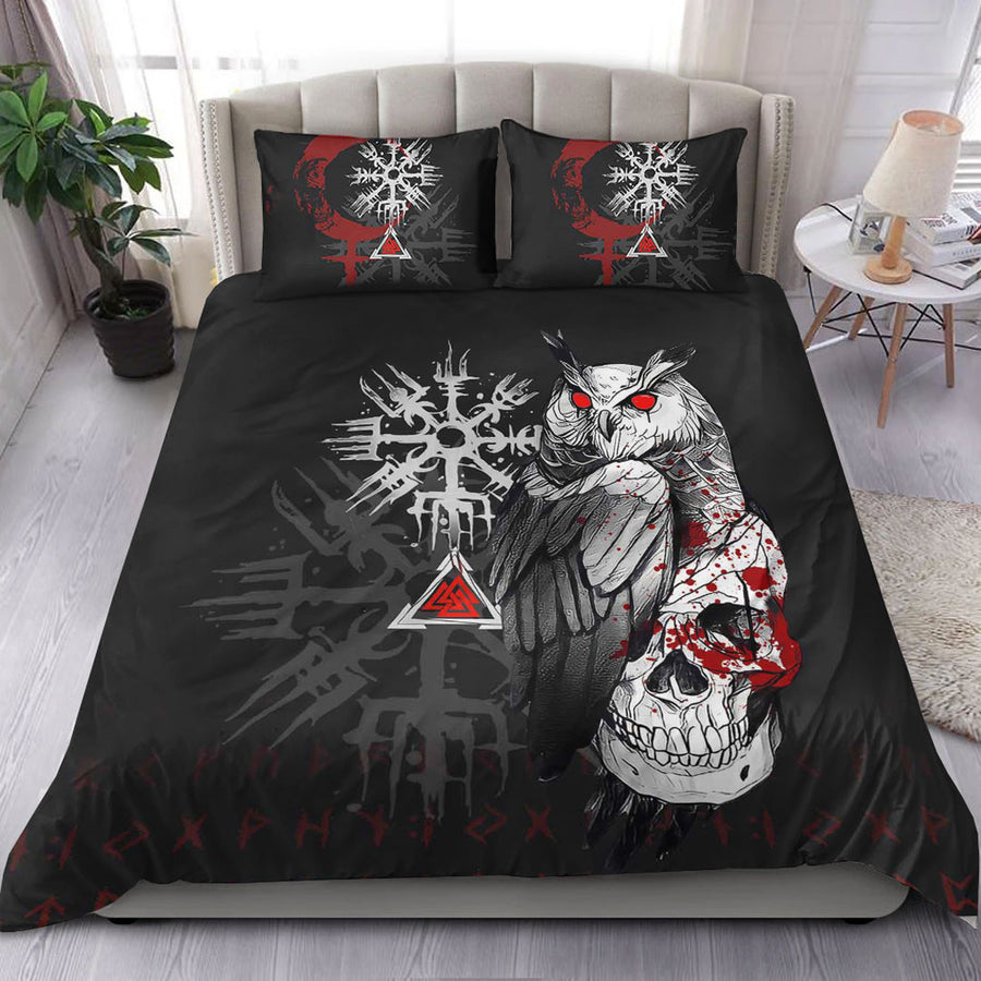 Ligerking Bedding Set - Viking Owl Skull Blood Style Bedding Set A94