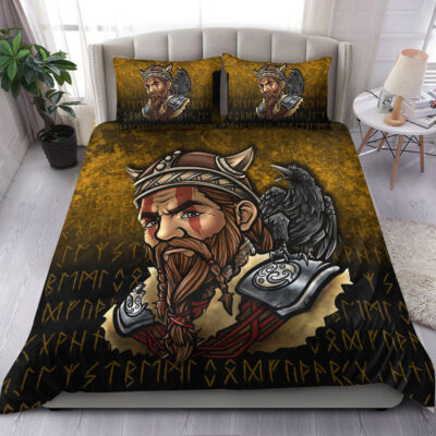 Ligerking Bedding Set - Viking Warrior Odin Valhalla Raven Bedding Set A7
