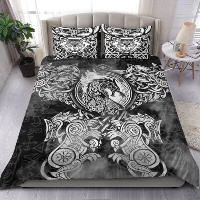 Ligerking Bedding Set - Viking Dragon and Wolf Tattoo Bedding Set A31