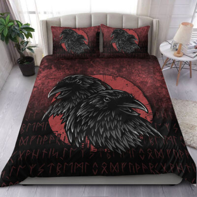 Ligerking Bedding Set -Huginn And Muninn Birds Norse Mythology Crow Hunters Wildlife Animals Bedding Set A7