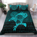 Ligerking Bedding Set - Raven Vegvisir Tattoo - Cyan Version Bedding Set A7