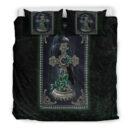 Ligerking Bedding Set - Viking Raven Celtic and Cross Green Style Bedding Set A35