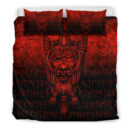 Ligerking Bedding Set - Viking Odin Allfather In Asgard - Red Version Bedding Set A7