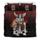 Ligerking Bedding Set -Brave Viking With Chessboard Chess Bedding Set A7