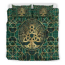 Ligerking Bedding Set - Tree of Life with Triquetra Malachite and Gold Bedding Set A7