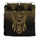 Ligerking Bedding Set - Viking God Odin Allfather In Asgard Raven God - Gold Version Bedding Set A7