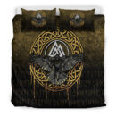 Ligerking Bedding Set - Valhalla Norse Mythology Raven Black Crow Viking Bedding Set A7