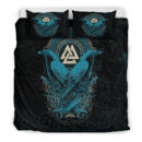 Ligerking Bedding Set - Huginn and Muninn Valknut Cyan Style Bedding Set A35