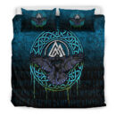 Ligerking Bedding Set - Valhalla Norse Mythology Raven Black Crow Viking - Cyan Version Bedding Set A7