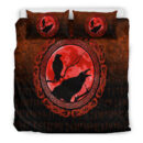 Ligerking Bedding Set - Vikings Huginn Muninn Odinâ€™s Ravens - Red Version Bedding Set A7