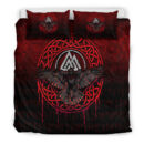 Ligerking Bedding Set - Valhalla Norse Mythology Raven Black Crow Viking - Red Version Bedding Set A7