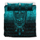 Ligerking Bedding Set - Viking Odin Allfather In Asgard - Cyan Version Bedding Set A7