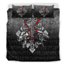 Ligerking Bedding Set -Thor-Hammer-Mjolnir-Rune-Protection-Odin-Raven-Viking Bedding Set A7