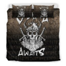 Ligerking Bedding Set - Valhalla Awaits Viking Skull Warrior Axe Bedding Set A7