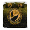 Ligerking Bedding Set - Vikings Huginn Muninn Odinâ€™s Ravens - Gold Version Bedding Set A7