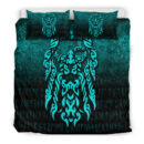 Ligerking Bedding Set - Viking God Odin Allfather In Asgard Raven God - Cyan Version Bedding Set A7