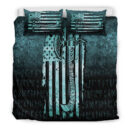 Ligerking Bedding Set - USA Flag Viking Cool American Norsemen - Cyan Version Bedding Set A7