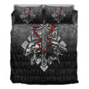 Ligerking Bedding Set -Thor-Hammer-Mjolnir-Rune-Protection-Odin-Raven-Viking Bedding Set A7