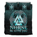 Ligerking Bedding Set - May The Norse Be With You Viking - Cyan Version Bedding Set A7