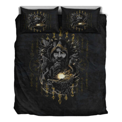 Ligerking Bedding Set - Odin Geri and Freki Rune Style Bedding Set A35