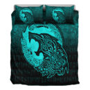 Ligerking Bedding Set - Fenrir Viking 3D Tattoo - Cyan Version Bedding Set A7