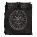 Ligerking Bedding Set - Viking Vegvisir with Ouroboros and Runes Bedding Set A7