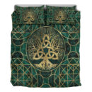 Ligerking Bedding Set - Tree of Life with Triquetra Malachite and Gold Bedding Set A7