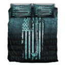 Ligerking Bedding Set - USA Flag Viking Cool American Norsemen - Cyan Version Bedding Set A7