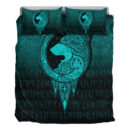 Ligerking Bedding Set - Viking Norse Wolf - Cyan Version Bedding Set A7