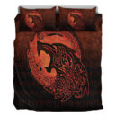 Ligerking Bedding Set - Fenrir Viking 3D Tattoo - Orange Version Bedding Set A7