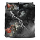 Ligerking Bedding Set - Odin and Fenrir Thunder Background Bedding Set A35