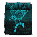 Ligerking Bedding Set - Raven Vegvisir Tattoo - Cyan Version Bedding Set A7