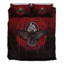 Ligerking Bedding Set - Valhalla Norse Mythology Raven Black Crow Viking - Red Version Bedding Set A7