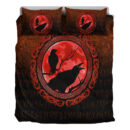 Ligerking Bedding Set - Vikings Huginn Muninn Odinâ€™s Ravens - Red Version Bedding Set A7