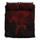Ligerking Bedding Set - Raven Vegvisir Tattoo - Red Version Bedding Set A7