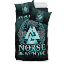 Ligerking Bedding Set - May The Norse Be With You Viking - Cyan Version Bedding Set A7