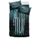 Ligerking Bedding Set - USA Flag Viking Cool American Norsemen - Cyan Version Bedding Set A7