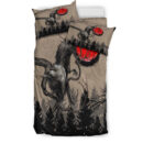 Ligerking Bedding Set - Viking Huginn and Muninn Raven on Tree Branch and Blood Moon Bedding Set A35