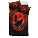 Ligerking Bedding Set - Vikings Huginn Muninn Odinâ€™s Ravens - Red Version Bedding Set A7