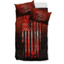 Ligerking Bedding Set - USA Flag Viking Cool American Norsemen - Red Version Bedding Set A7