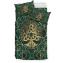 Ligerking Bedding Set - Tree of Life with Triquetra Malachite and Gold Bedding Set A7
