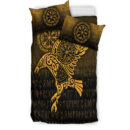 Ligerking Bedding Set - Raven Vegvisir Tattoo - Gold Version Bedding Set A7