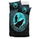 Ligerking Bedding Set - Vikings Huginn Muninn Odinâ€™s Ravens - Cyan Version Bedding Set A7